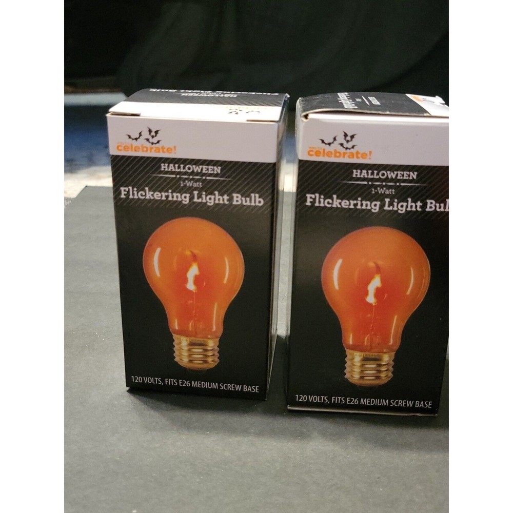 Lot Of 2 Halloween Flickering Light Bulb - 1-Watt Fits E26 Medium Screw Base